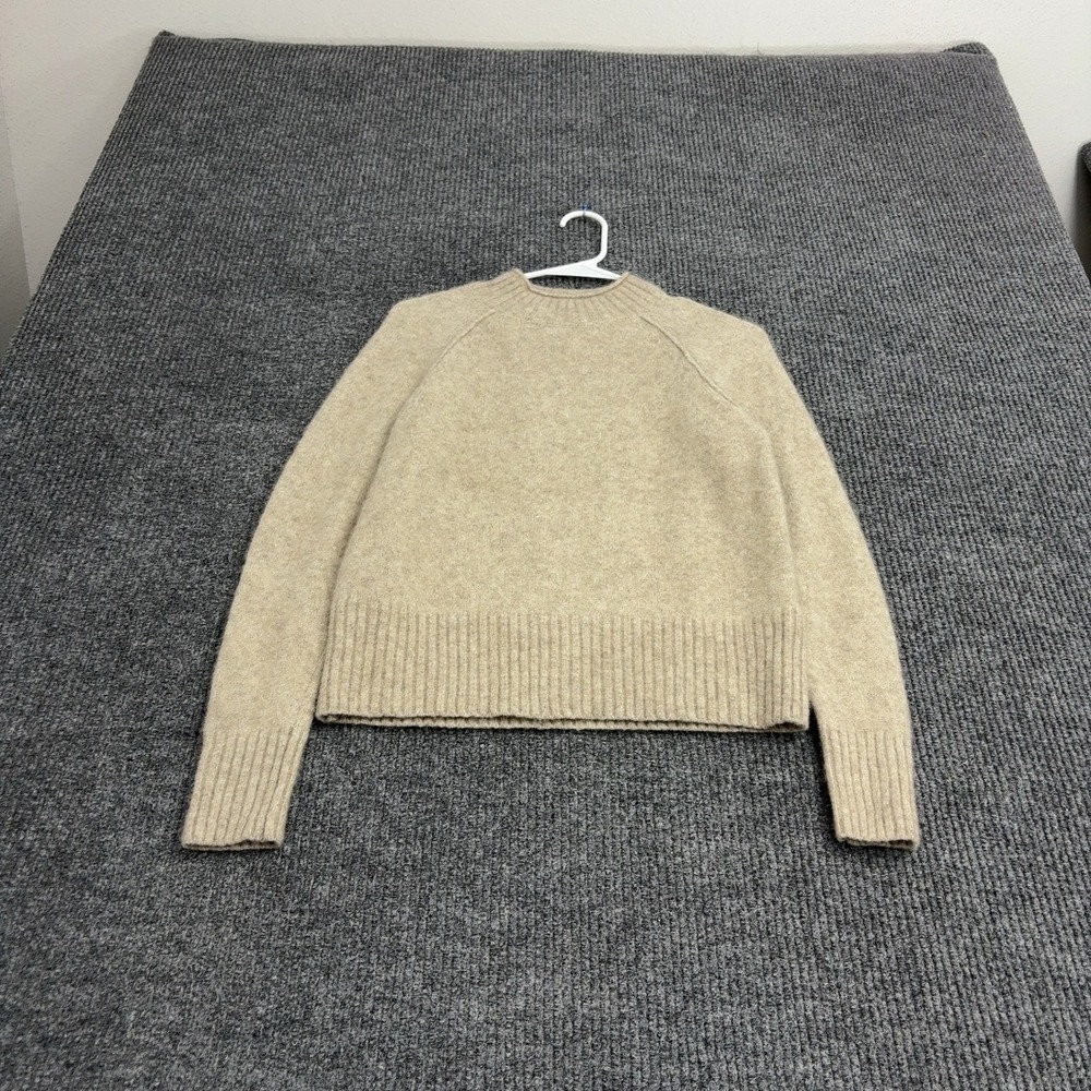 Banana Republic Sweater Womens S Beige Wool Blend Mock Neck Ribbed Minimalist